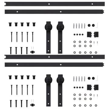 Sliding Door Hardware Kits - 183 cm Steel Black | HipoMarket