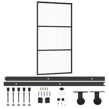 Sliding Door with Hardware Set - ESG Glass & Aluminium 102x205 cm