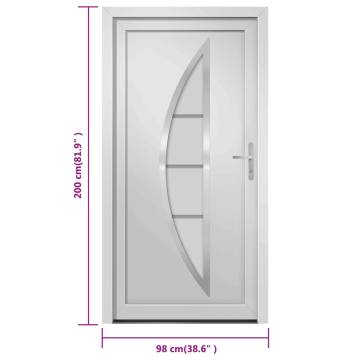 Front Door White 98x200 cm PVC - Elegant & Secure Entry Door