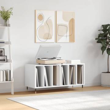 Stylish High Gloss White Record Cabinet - 100x38x48 cm