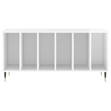 Stylish High Gloss White Record Cabinet - 100x38x48 cm