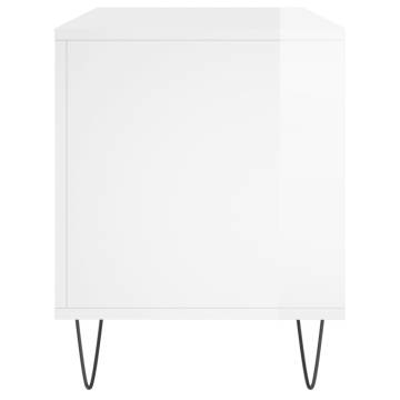 Stylish High Gloss White Record Cabinet - 100x38x48 cm