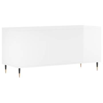 Stylish High Gloss White Record Cabinet - 100x38x48 cm