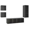 4 Piece High Gloss Grey TV Cabinet Set - Stylish Storage Solution