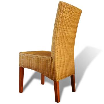 Dining Chairs 2 pcs Brown Natural Rattan | Hipomarket UK