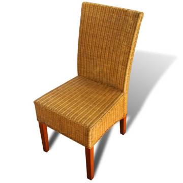 Dining Chairs 2 pcs Brown Natural Rattan | Hipomarket UK