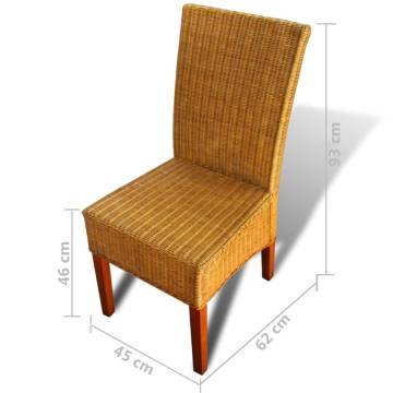 Dining Chairs 2 pcs Brown Natural Rattan | Hipomarket UK