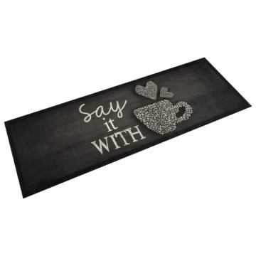 Stylish Kitchen Rug Washable Cup Black 60x180 cm Velvet