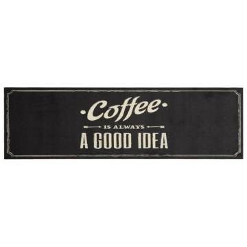 Soft Velvet Kitchen Rug Washable Coffee Text 45x150 cm