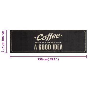 Soft Velvet Kitchen Rug Washable Coffee Text 45x150 cm