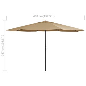 Outdoor Parasol with Metal Pole 400 cm - Taupe Shade Solution