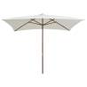 Elegant Cream White Wooden Parasol - 200x300 cm | HipoMarket