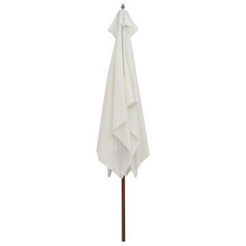 Elegant Cream White Wooden Parasol - 200x300 cm | HipoMarket