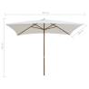 Elegant Cream White Wooden Parasol - 200x300 cm | HipoMarket