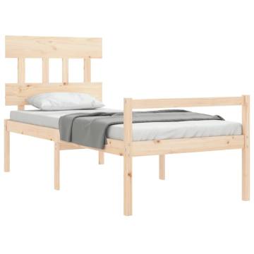 Solid Wood Bed Frame with Headboard - 100x200 cm | HipoMarket