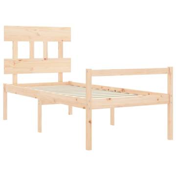 Solid Wood Bed Frame with Headboard - 100x200 cm | HipoMarket