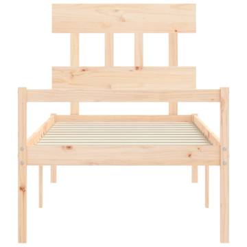 Solid Wood Bed Frame with Headboard - 100x200 cm | HipoMarket