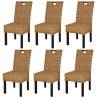 Dining Chair Set - 6 pcs Kubu Rattan & Mango Wood