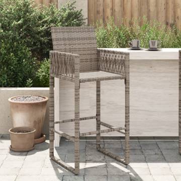 Garden Bar Stools 2 pcs - Grey Poly Rattan for Outdoor Comfort