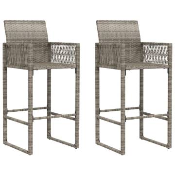 Garden Bar Stools 2 pcs - Grey Poly Rattan for Outdoor Comfort