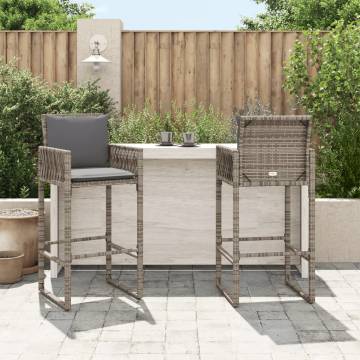 Garden Bar Stools 2 pcs - Grey Poly Rattan for Outdoor Comfort