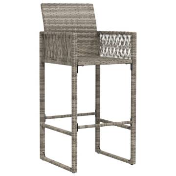 Garden Bar Stools 2 pcs - Grey Poly Rattan for Outdoor Comfort