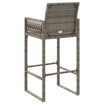 Garden Bar Stools 2 pcs - Grey Poly Rattan for Outdoor Comfort