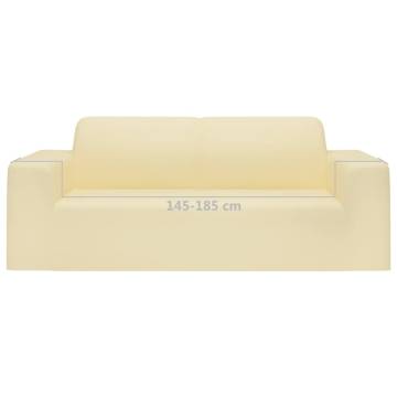 2-Seater Stretch Couch Slipcover - Cream Polyester Jersey