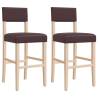 Bar Chairs 2 pcs - Solid Wood & Faux Leather | HipoMarket