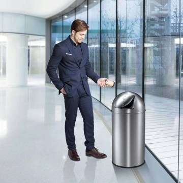 EKO Waste Bin with Push Lid 40L - Matte Silver | HiPo Market