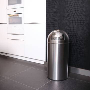 EKO Waste Bin with Push Lid 40L - Matte Silver | HiPo Market