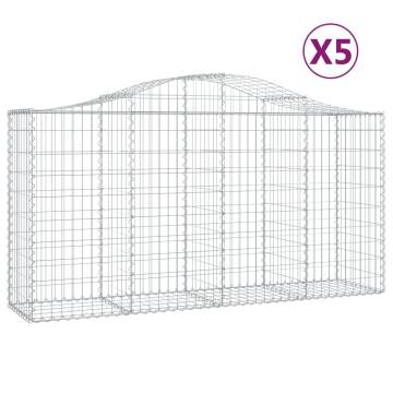 Arched Gabion Baskets - 5 pcs Galvanised Iron Garden Barrier