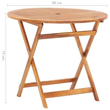 Folding Garden Table 90x75 cm - Solid Acacia Wood | HipoMarket