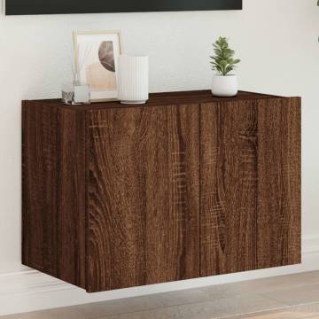 TV Wall Cabinet with LED Lights - Brown Oak 60x35x41 cm