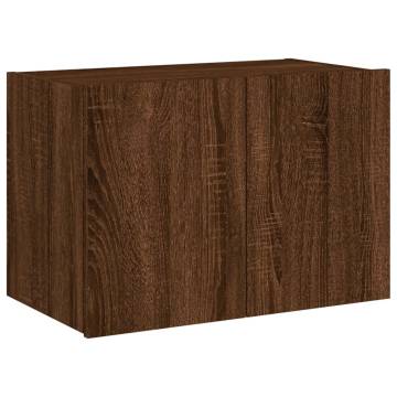 TV Wall Cabinet with LED Lights - Brown Oak 60x35x41 cm