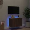 TV Wall Cabinet with LED Lights - Brown Oak 60x35x41 cm