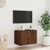 TV Wall Cabinet with LED Lights - Brown Oak 60x35x41 cm