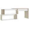 Corner Desk White & Sonoma Oak - Modern Workspace Solution