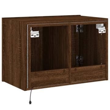 TV Wall Cabinet with LED Lights - Brown Oak 60x35x41 cm