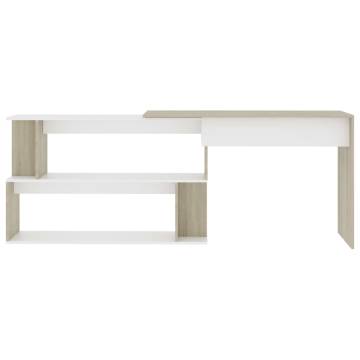 Corner Desk White & Sonoma Oak - Modern Workspace Solution