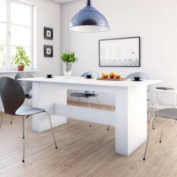 Stunning White Dining Table - 180x90 cm Engineered Wood