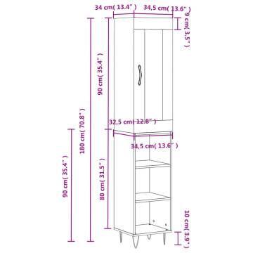 Stylish Highboard Black 34.5x34x180 cm - Durable Design