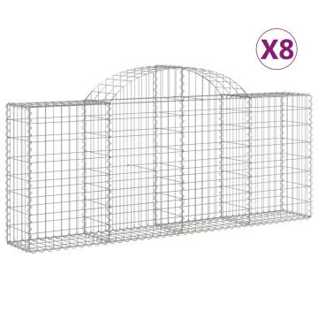 Arched Gabion Baskets 8 pcs - Galvanised Iron Garden Barriers