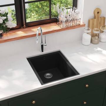 Black Granite Kitchen Sink with Overflow Hole - Durable & Stylish