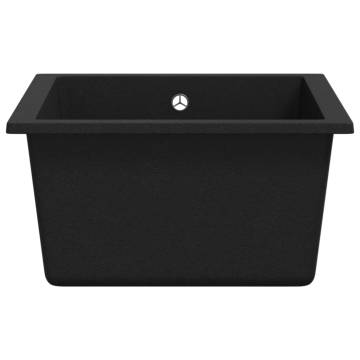 Black Granite Kitchen Sink with Overflow Hole - Durable & Stylish