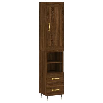 Elegant Brown Oak Highboard - 34.5x34x180 cm Engineered Wood