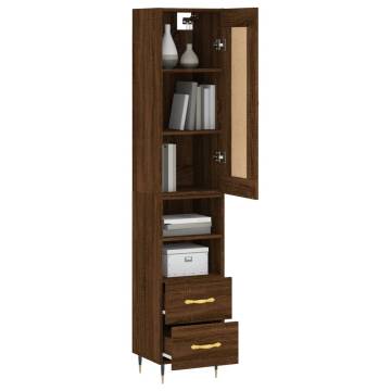 Elegant Brown Oak Highboard - 34.5x34x180 cm Engineered Wood