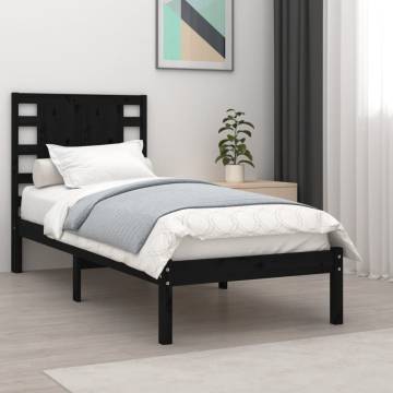 Solid Wood Black Bed Frame 90x200 cm - Hipomarket UK