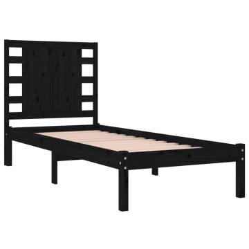 Solid Wood Black Bed Frame 90x200 cm - Hipomarket UK