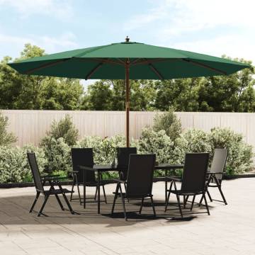 Green Garden Parasol with Wooden Pole - 400x273 cm